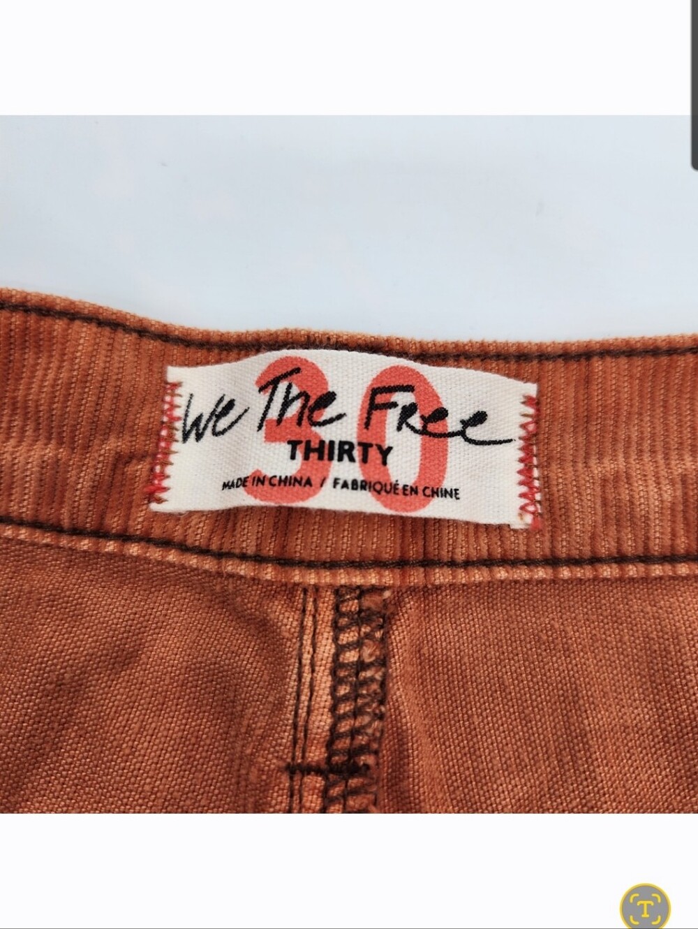 Free People We The Free Aces Straight Leg Corduroy Pants Womens Size 30 Orange - Picture 5 of 10